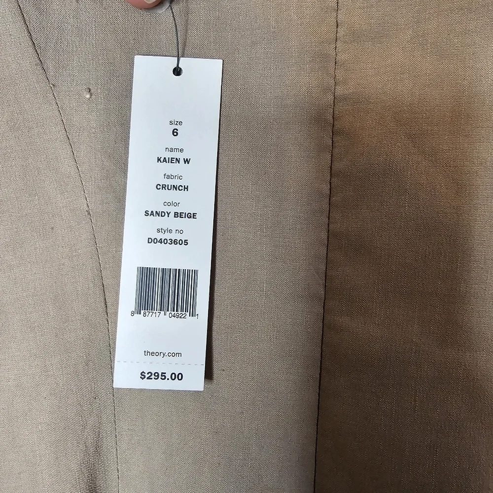 NWT Theory Kaien W Beige Linen Blend Fit & Flare Mini Dress Size 6 - Picture 11 of 14